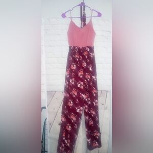 Maroon Floral Jumpsuit